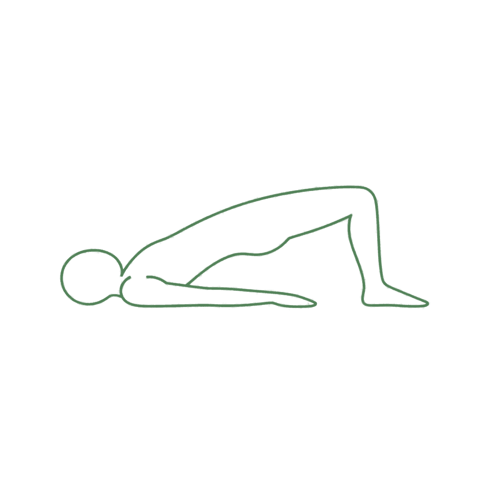 Bridge pose with feet planted, knees bent, and hips lifted