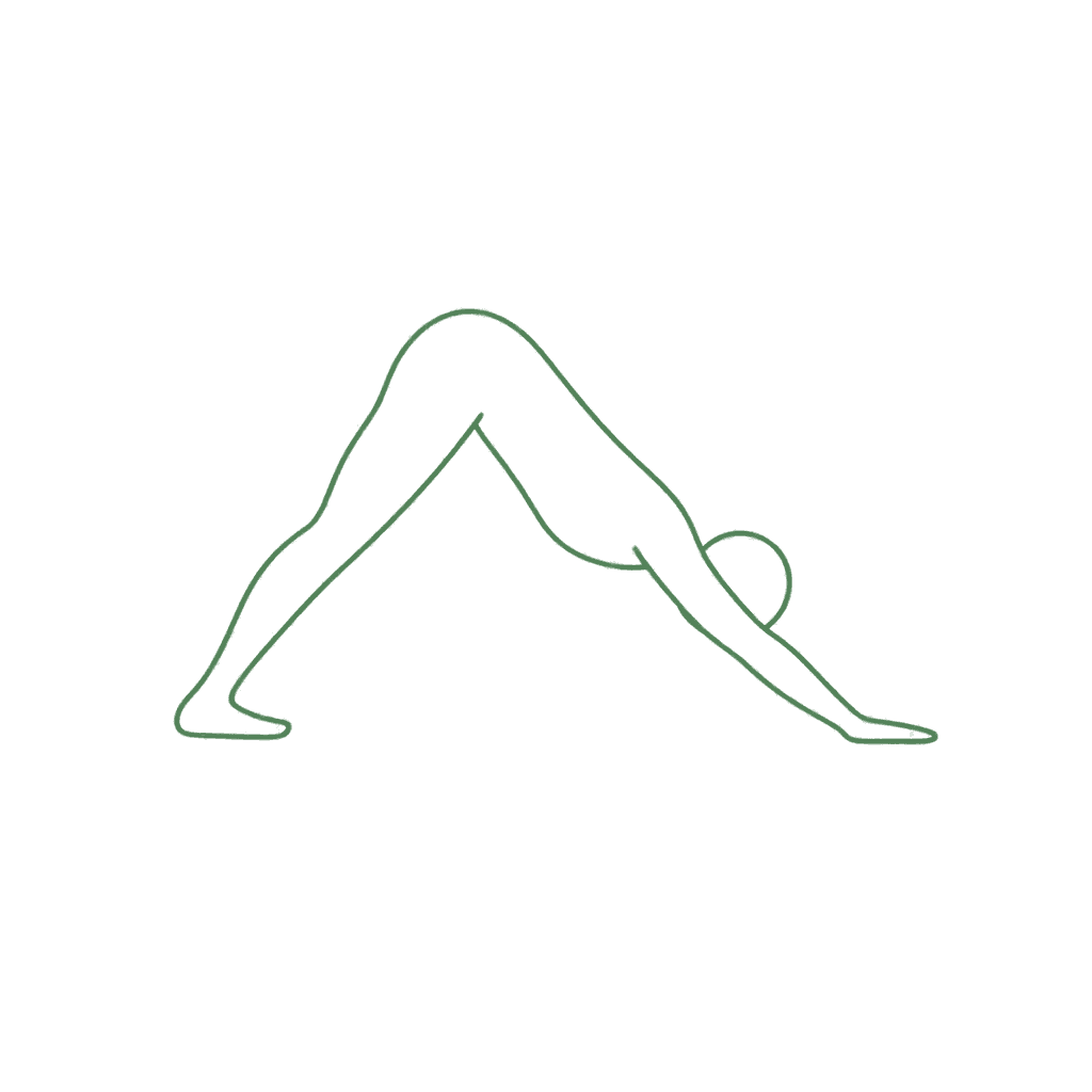 Downward-facing dog with hands and feet grounded and hips lifted into an inverted V