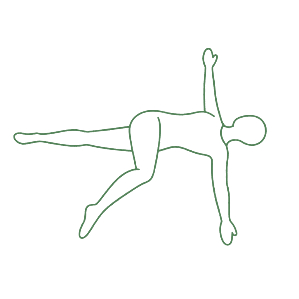 Supine spinal twist with one knee crossed over the body and one arm extended